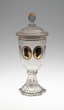 Covered Goblet with Male and Female Silhouettes, Germany, c. 1795. Creator: Unknown