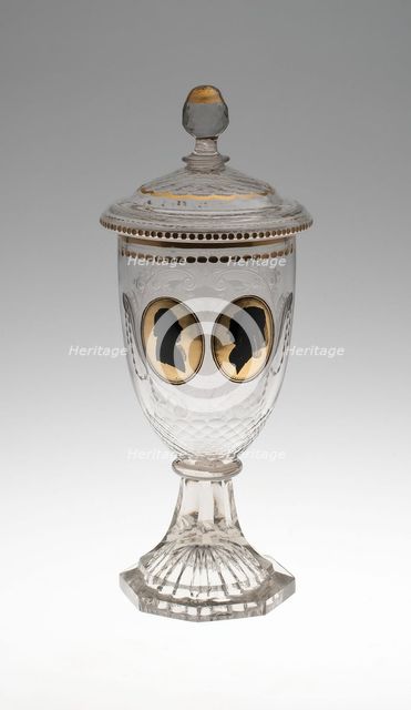 Covered Goblet with Male and Female Silhouettes, Germany, c. 1795. Creator: Unknown.