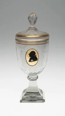 Covered Goblet with Silhouette Bust of King Frederich the Great, Germany, c. 1795. Creator: Unknown