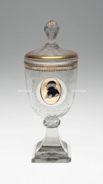 Covered Goblet with Silhouette Bust of King Frederich the Great, Germany, c. 1795. Creator: Unknown.