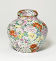 Covered Jar with Thousand Flowers (Millefleurs) Design, Qing dynasty, prob. Jiaqing period (1796-182 Creator: Unknown