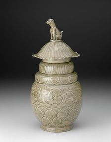 Covered Jar with a Seated Dog, Northern Song dynasty (960-1127), late 10th/early 11th century. Creator: Unknown