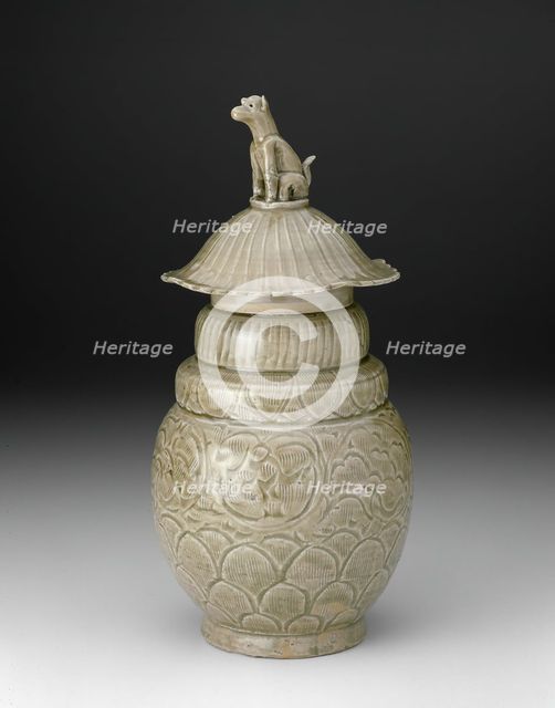 Covered Jar with a Seated Dog, Northern Song dynasty (960-1127), late 10th/early 11th century. Creator: Unknown.