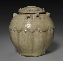 Covered Jar with Carved Lotus Petals, 386-581. Creator: Unknown