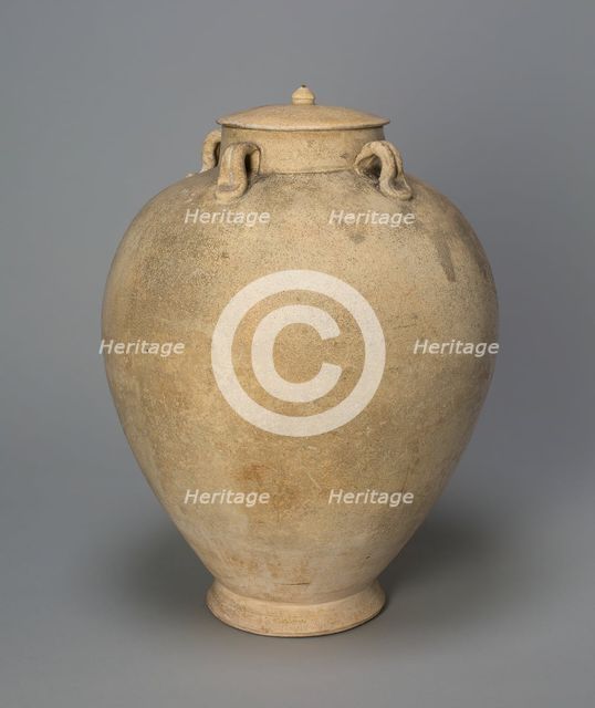 Covered Jar with Loop Handles, Tang dynasty (618-906), 8th century. Creator: Unknown.