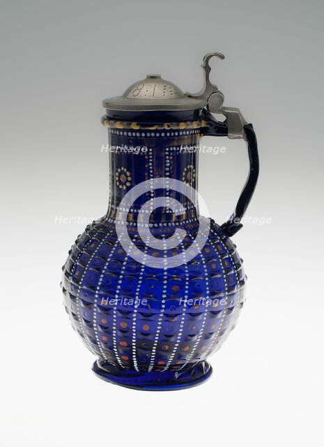 Covered Jug, Bohemia, 1581. Creator: Bohemia Glass.