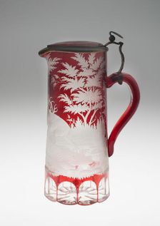 Covered Jug, Bohemia, c. 1840/50. Creator: Bohemia Glass