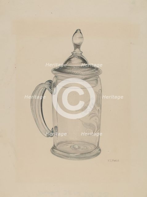 Covered Mug, 1935/1942. Creator: V. L. Vance.