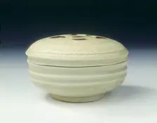 Covered qingbai box with iron oxide spots on lid, Northern Song dynasty, China, mid 11th century. Creator: Unknown