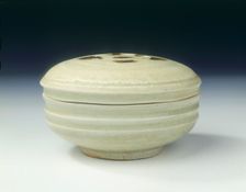 Covered qingbai box with iron oxide spots on lid, Northern Song dynasty, China, mid 11th century