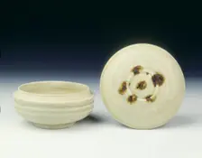 Covered qingbai box with iron oxide spots on lid, Northern Song dynasty, China, mid 11th century. Creator: Unknown