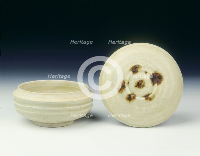 Covered qingbai box with iron oxide spots on lid, Northern Song dynasty, China, mid 11th century. Artist: Unknown
