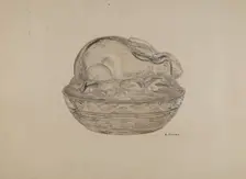 Covered Rabbit Dish, 1935/1942. Creator: George Yanosko