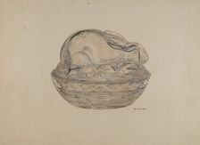 Covered Rabbit Dish, 1935/1942. Creator: George Yanosko