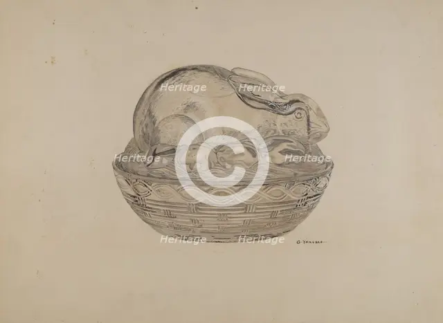 Covered Rabbit Dish, 1935/1942. Creator: George Yanosko.