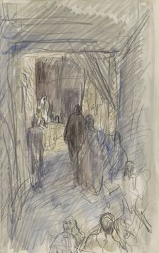 Covered street with figures, 1923. Creator: Marius Bauer