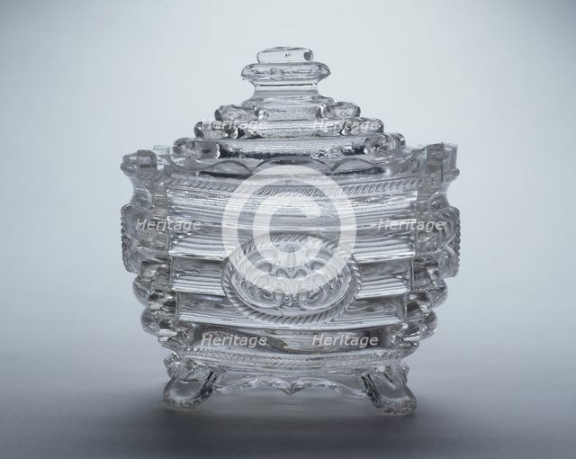 Covered Sugar Bowl, 1820/30. Creator: New England Glass Company.