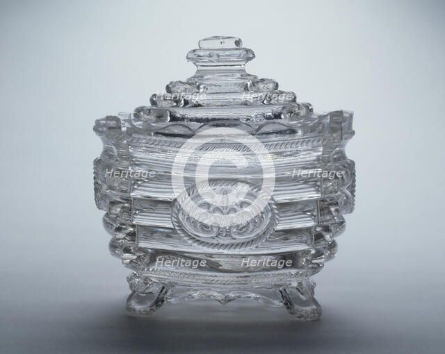 Covered Sugar Bowl, 1820/30. Creator: New England Glass Company.