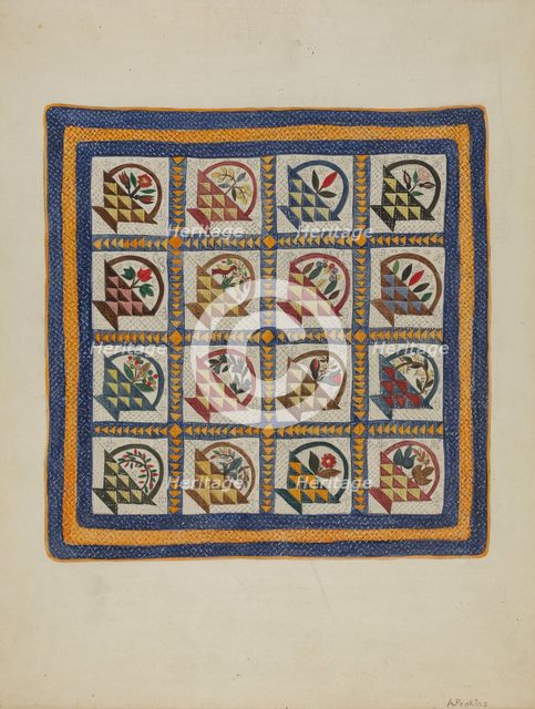 Coverlet, 1935/1942. Creator: Arlene Perkins.