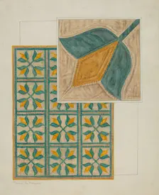 Coverlet-Applique Quilt, c. 1937. Creator: Manuel G. Runyan