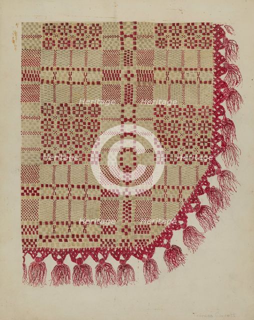 Coverlet, c. 1940. Creator: Sarah F. Williams.
