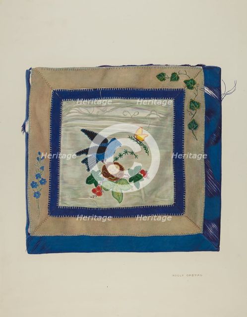 Coverlet (Detail of Bluebird), c. 1941. Creator: Adolph Opstad.