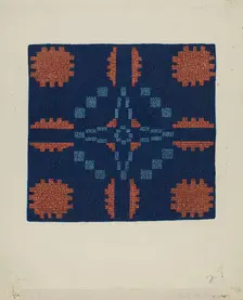 Coverlet Detail, c. 1936. Creator: Ruth M. Barnes