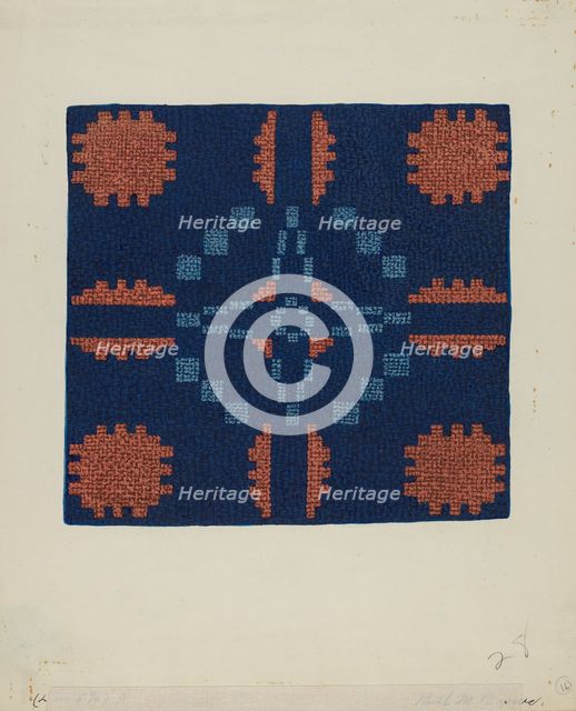 Coverlet Detail, c. 1936. Creator: Ruth M. Barnes.