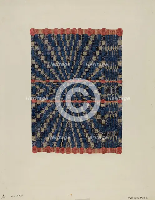 Coverlet Detail, c. 1937. Creator: Ruth M. Barnes.