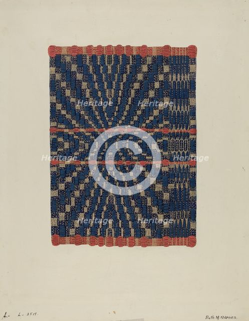 Coverlet Detail, c. 1937. Creator: Ruth M. Barnes.
