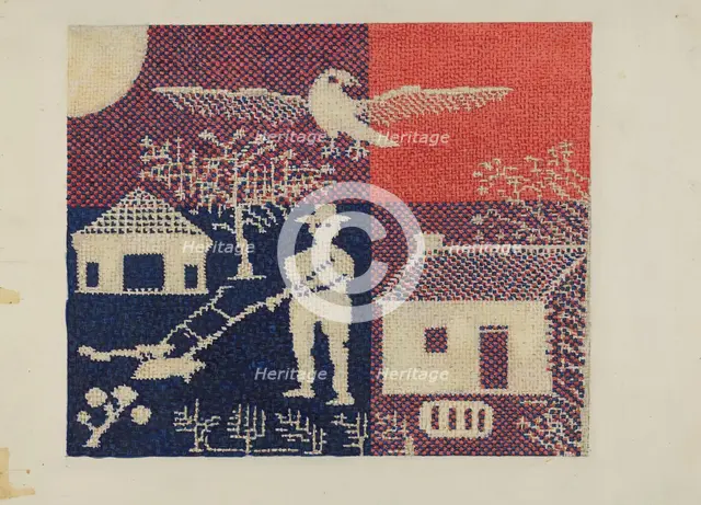 Coverlet Detail, c. 1937. Creator: Ruth M. Barnes.