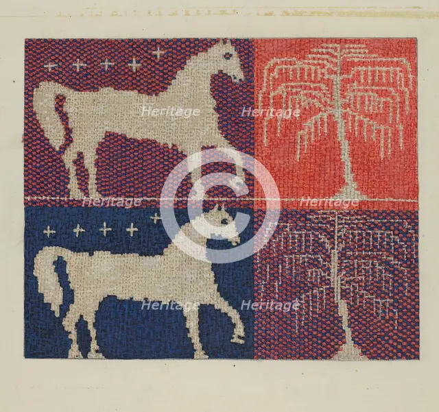 Coverlet Detail "Farmer's Fancy", c. 1937. Creator: Ruth M. Barnes.