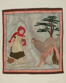 Coverlet Detail (Red Riding Hood), c. 1941. Creator: Adolph Opstad