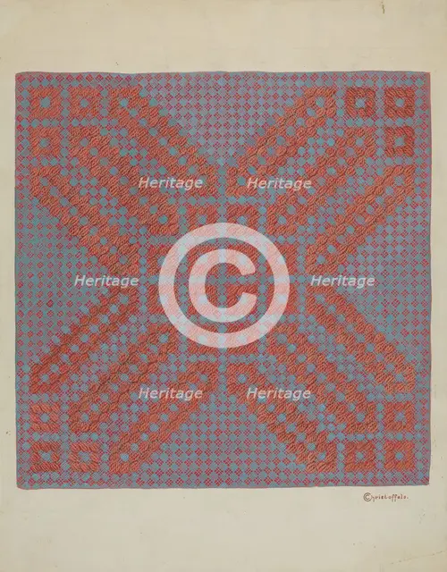 Coverlet - Section of Reverse Side, c. 1937. Creator: Cornelius Christoffels.