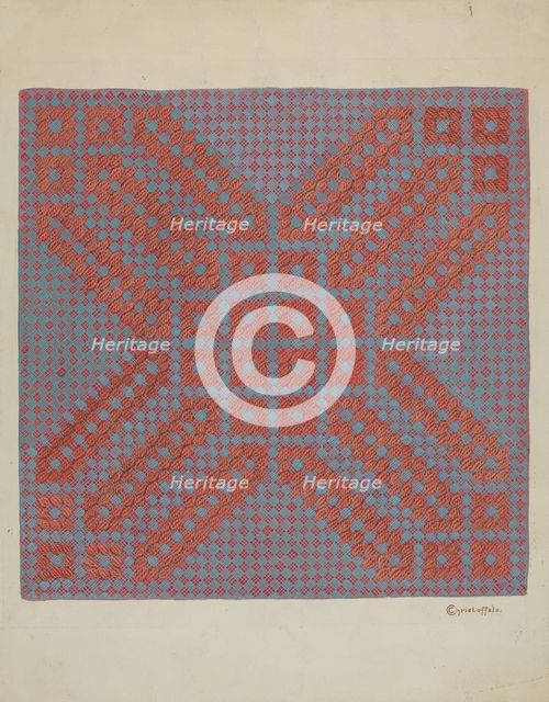 Coverlet - Section of Reverse Side, c. 1937. Creator: Cornelius Christoffels.