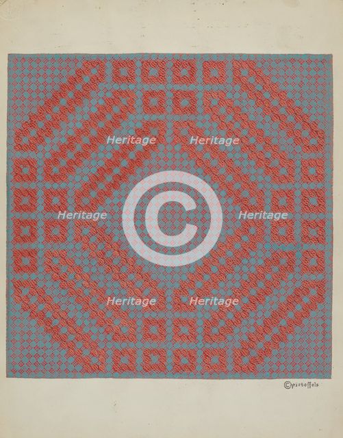 Coverlet - Section of Reverse Side, c. 1937. Creator: Cornelius Christoffels.