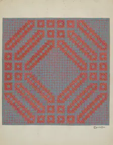 Coverlet - Section of Reverse Side, c. 1937. Creator: Cornelius Christoffels