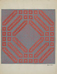 Coverlet - Section of Reverse Side, c. 1937. Creator: Cornelius Christoffels