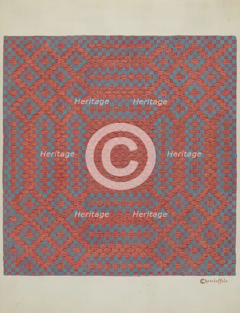 Coverlet - Section of Right Side, c. 1937. Creator: Cornelius Christoffels.