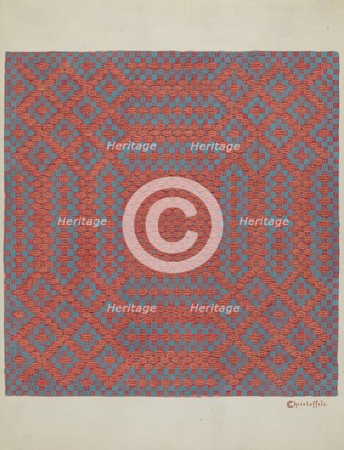 Coverlet - Section of Right Side, c. 1937. Creator: Cornelius Christoffels.