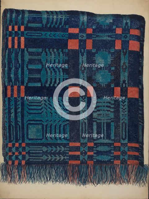 Coverlet - Pine Tree Border, c. 1937. Creator: Eva Wilson.