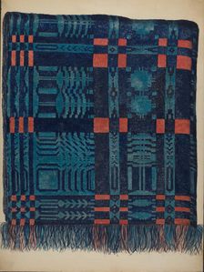 Coverlet - Pine Tree Border, c. 1937. Creator: Eva Wilson