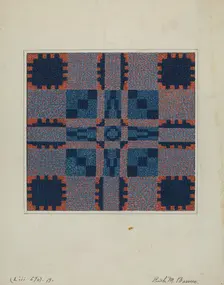Coverlet (Reverse Side), c. 1936. Creator: Ruth M. Barnes