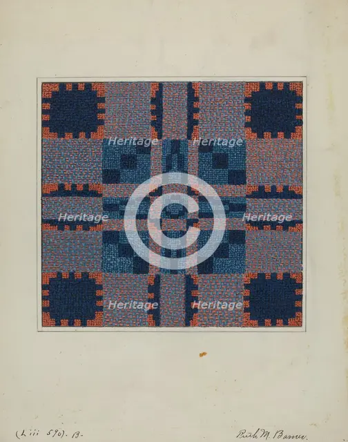 Coverlet (Reverse Side), c. 1936. Creator: Ruth M. Barnes.