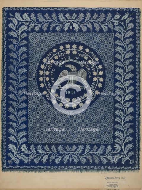 Coverlet (U.S. Seal), 1936. Creator: J. Howard Iams.
