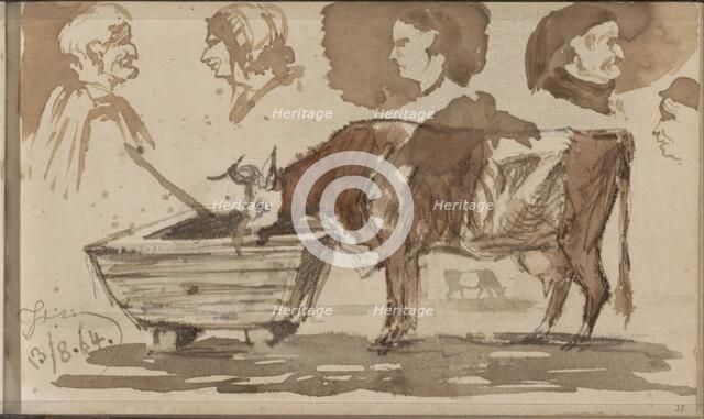 Cow at a trough, 1864. Creator: Johannes Tavenraat.