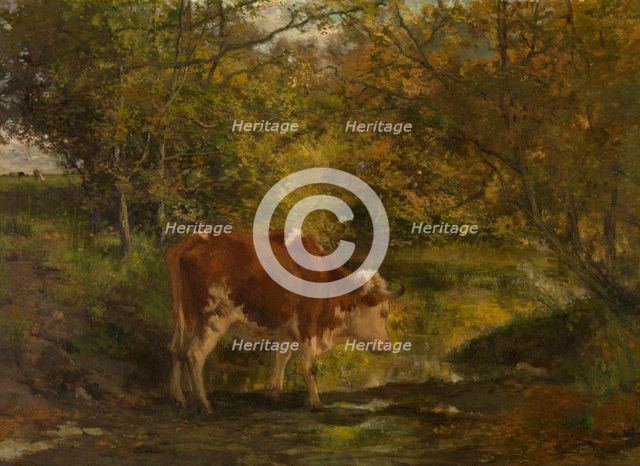 Cow at the Ditch, 1864. Creator: Hippolyte Boulenger.