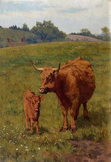 Cow and Calf, 1881. Creator: Bryan Hook