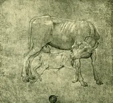 Cow and calf, mid-late 15th centuy, (1943). Creator: Benozzo Gozzoli