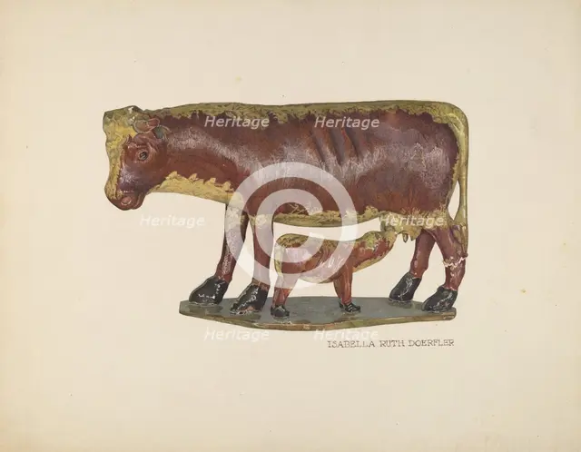 Cow and Calf Toy, c. 1939. Creator: Isabella Ruth Doerfler.